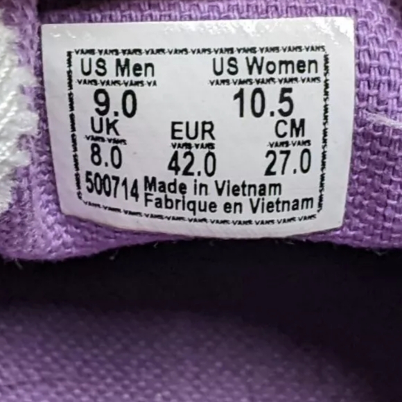 Vans Off The Wall Purple & Green  Checkered Slip On Shoes M 9 / W 10.5 500714 - Picture 10 of 10